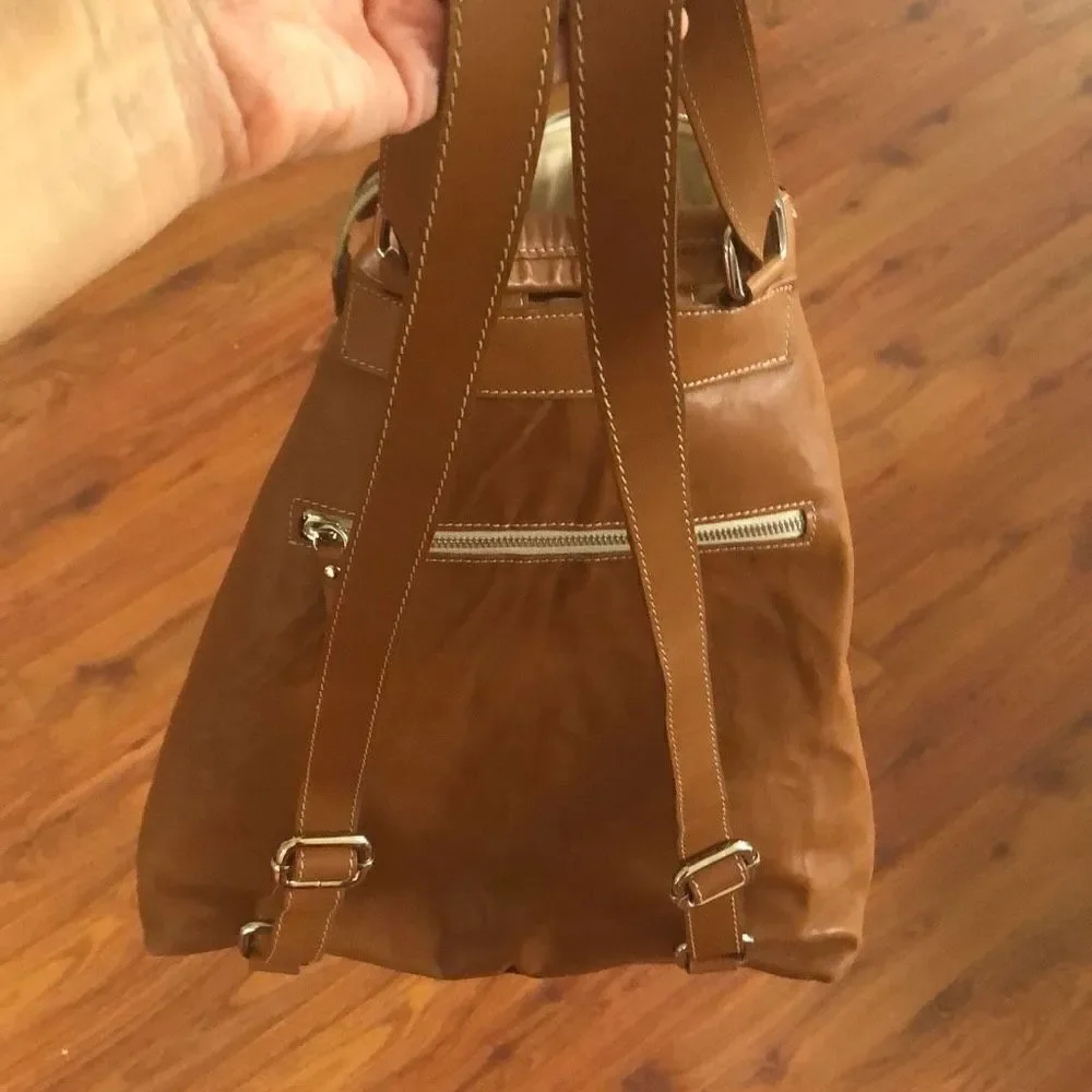 Antonio Cristano Italy tan leather nap sack backpack